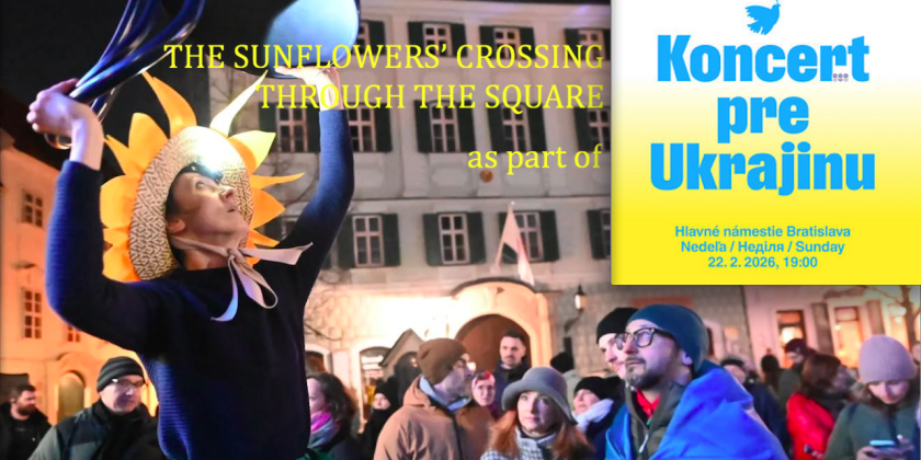 "The sunflowers&rsquo; crossing through the square" as part of CONCERT FOR UKRAINE, Bratislava, Slovakia