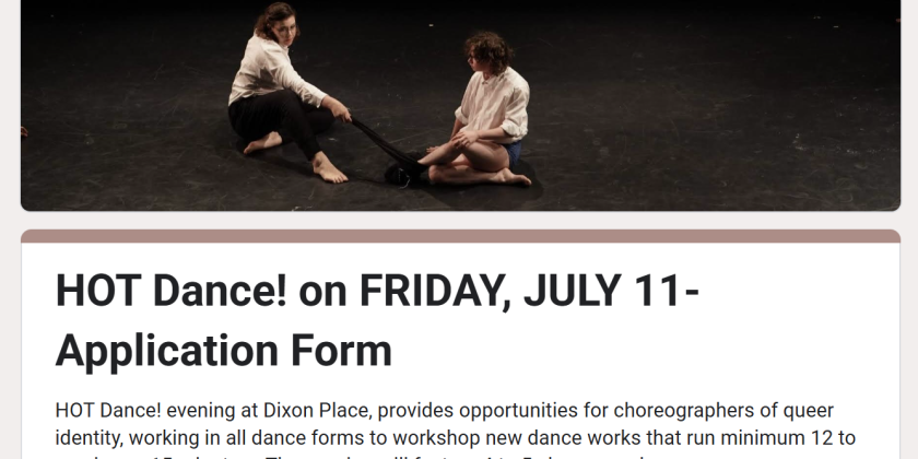 CALL FOR SUBMISSIONS: HOT Dance! Application (DEADLINE: APR 27)