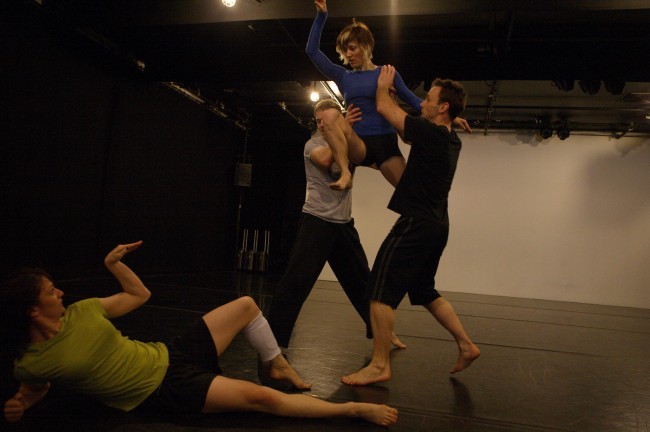 Ashley Browne, Larry Keigwin, and Andrew Cook Have A Laugh During Morning Rehearsal At The Joyce Soho