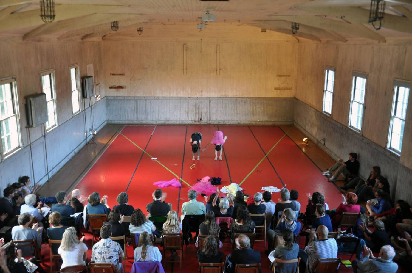 Faye Driscoll and company taking a bow after performing 